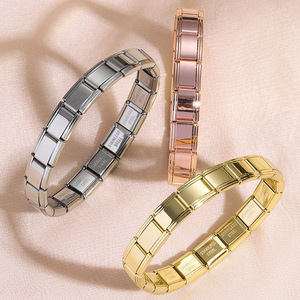 Bracciale Unisex in Acciaio Inossidabile Elastico con Placcatura Sottovuoto, Braccialetto Modulare Fai-da-Te per Uomo e Donna, Gioiello alla Moda, Regalo - Product Image 2