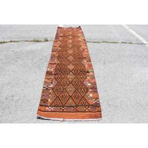 พรมเย็บปะติดปะต่อกันสีน้ำตาลชาติพันธุ์คลาสสิกพรม11.3ft 2.7 x ขนสัตว์โพลีเอสเตอร์สไตล์ตุรกีพรมห้องนั่งเล่นยางสำหรับห้องโถงสี่เหลี่ยมผืนผ้า - Product Image 1