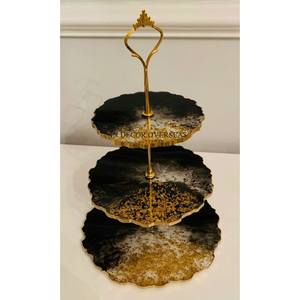 Modern Creative Arts & Crafts Gold Plated And Silver Shiny Polished Luxurious Quality Metal 2 <b>Tier</b> Attractive Look <b>Cake</b> Stand - Product Image 3