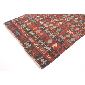 พรมวินเทจขนาดใหญ่ 5.6x7.9 ฟุต พรมขนสัตว์ลายดอกไม้สีแดงสไตล์ตุรกี - Product Image 2