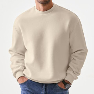 Venta al por mayor logotipo personalizado Unisex cuello redondo de punto Sudadera de cuello redondo estampado en blanco hombres 100% algodón de gran tamaño 400 Gsm sudaderas - Product Image 1