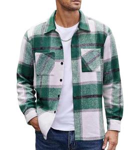 Vente en gros 100% coton chemise en flanelle tendance pour hommes chaude manches longues solide pour l'automne et l'hiver vente chaude tissu tricoté - Product Image 2