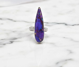 แหวนเงินแท้ประดับพลอยเทอร์ควอยซ์ทรงหยดน้ำ ดีไซน์โดดเด่นสำหรับผู้หญิง - Product Image 4