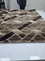 Adiva 3D Shaggy Moderner Blumen-Jacquard Gewebter Maschinengefertigter Dicker Jute-Teppich mit Mittlerem Flor, Reversibel mit Latex-Rückseite für Wohnzimmer