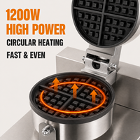 Machine à gaufres belges électriques commerciales épaisses avec revêtement antiadhésif 220V monophasé pour café et hôtel