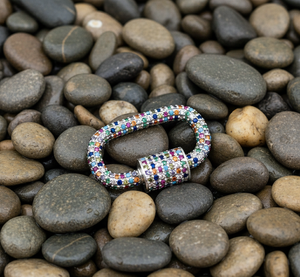 925 <b>Sterling</b> <b>Silver</b> Multi-Color CZ Claw Setting Carabiner Lock Screw Connector Charms for <b>Men</b> Women Fashion Necklace - Product Image 6