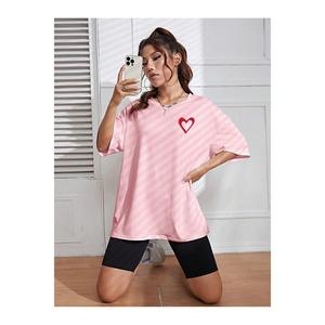 -T-shirt oversize 100% in cotone da donna ti piace più tessuto 30/1 stampato - Product Image 3