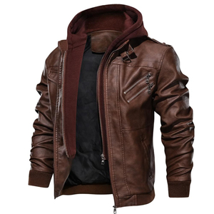 Men Motorbike Genuine Leather Jacket for Winter Custom Brand Woven Fabric Casual Motorcycle Jacket Knitted Plain Dyed 2026 - Product Image 2