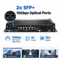 HelorPC Mini Firewall PC Intel Core I5 1235U CPU Dengan 2 SFP+ 10G Fiber 6 RJ45 2.5G LAN DDR5 Win10 Win11 Linux Ubuntu Soft Router