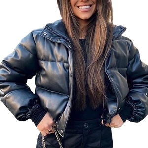 OEM personalizado logotipo de las mujeres de invierno grueso cálido corto de moda PU abrigos de cuero Puffer chaqueta personalizada de la calle PU chaqueta puffer - Product Image 4