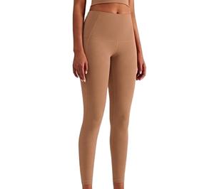 Lightweight Women Yoga <b>Leggings</b> High Quality Anti-Odor Solid <b>Pattern</b> Spandex/Polyester Elastic Waist Full Length Wholesale - Product Image 1
