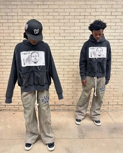 เสื้อสเวตเตอร์แฟชั่นฮิปฮอปขนาดใหญ่พิเศษมีกระเป๋าสอง HoodieY2k มีฮู้ดแฟชั่นกอธิคปักลายภาพการ์ตูน - Product Image 5