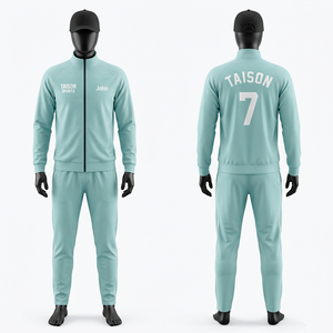 Traje de Entrenamiento de Voleibol para Hombre, Premium, 280 GSM, Poliéster y Spandex, Transpirable, Diseño con Paneles en Crema y Azul Marino, Sublimación y Bordado Personalizados - Product Image 2