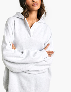 Sudadera con capucha de manga larga cómoda de gran tamaño con hombros caídos para mujer, logotipo impreso con pantalla personalizada, técnicas de lavado ácido, nuevo Dropshipping - Product Image 3