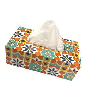 Porte-boîte à mouchoirs en bois imprimé artisanal vintage avec un design folklorique indien élégant pour salon artistique au prix le plus bas - Product Image 1