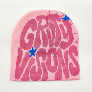 Gorro Reversible de Punto Jacquard con Diseño Gráfico Personalizado, Estilo Urbano Y2K, de Alta Calidad, Transpirable e Impermeable - Product Image 2