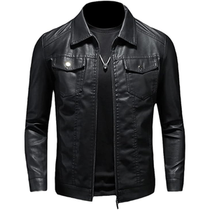 <b>Mens</b> Leather Jackets Long Sleeve Plus Size Pu Jacket <b>Men</b> Leather Coat Casual Motorcycle Biker Coat Leather Jackets Male Big Size - Product Image 1