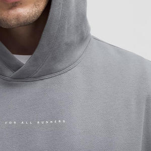 เสื้อฮู้ดดี้ผ้าคอตตอนผสมโพลีเอสเตอร์เนื้อหนา ทรงโอเวอร์ไซส์ สำหรับผู้ชาย สกรีนลายแบบนูน  สำหรับฤดูหนาว สีพื้น - Product Image 4