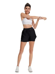 Shorts décontractés noirs personnalisés 100 % polyester, taille haute avec cordon de serrage, couleur unie, séchage rapide, tricotés pour hommes - Product Image 5