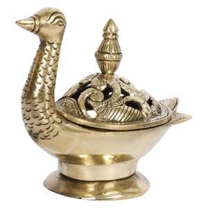 Quemador de incienso de pato de latón grabado personalizado, mesa decorativa de Metal pulido liso, centro de mesa, sala de estar, hogar, Hotel, regalo con logotipo - Product Image 1