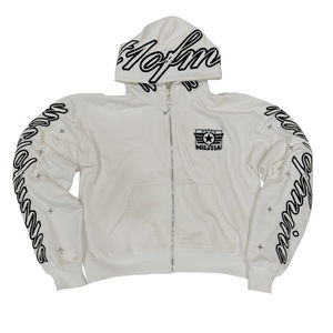 Custom Logo <b>White</b> Heavyweight Streetwear Cropped Embroidery <b>Zip</b> <b>up</b> Sweatpants and <b>Hoodie</b> Set Manufacturers - Product Image 4