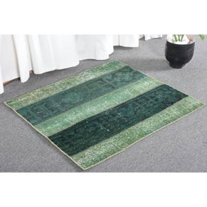 พรมตุรกีโบราณที่ทันสมัยขนแกะสีเขียว2.5ft 2.3 x ทรงสี่เหลี่ยมผืนผ้าขนาดใหญ่สไตล์คลาสสิกสำหรับห้องวัยรุ่น - Product Image 4