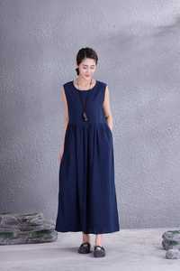 Robe d'été en coton décontractée sans manches, ample, douce, légère, tenue d'été pour femmes, robe d'été quotidienne - Product Image 4