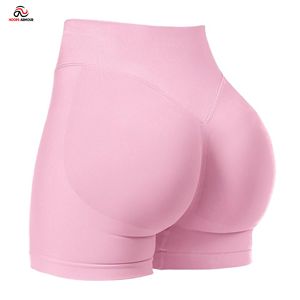 Shorts de Yoga de Cintura Alta para Mujer, Personalizados, Sin Costuras, Diseño Sólido, Spandex/Nailon, para Gimnasio, Fitness, Ejercicio, Push-up, Gran Venta - Product Image 1