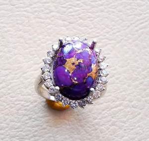 Bague pour femme en argent sterling 925 avec pierre précieuse turquoise cuivre violette naturelle, bague empilable pour le mois de décembre, cadeau de Noël - Product Image 2