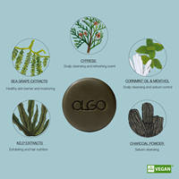OLGO Marine Shampooing Barre Vegan non irritant Shampooing pour cuir chevelu à faible pH pour cheveux volumineux avec varech, charbon de bois, biotine, huile de menthe