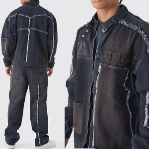 แจ็คเก็ตเดนิมทรงไบค์เกอร์แบบโอเวอร์ไซส์ ลุคสตรีทแวร์สไตล์วินเทจ ฮิปฮอป ผ้าฝ้ายพรีเมียม สำหรับผู้ชาย  แบบสั่งทำพิเศษ - Product Image 3