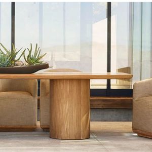 Fauteuil de salon d'extérieur moderne en teck, chaise d'appoint ronde rembourrée, mobilier de jardin confortable pour utilisation sur sol dur - Product Image 4