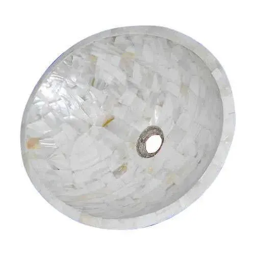 Mother Of Pearl Inlaid Luxury Wash Basin Bathroom Sinks Real MOP Customize Size Mother Of Pearl Inlay Wash Basin Bathroom Sinks