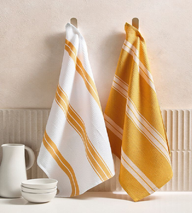 Paño de cocina de algodón brillante, amarillo, con textura de gofre, de secado rápido, disponible a precios de mayoreo. - Product Image 1