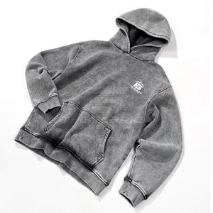 เสื้อฮู้ดดี้ลำลองสุดเทรนดี้ ผ้าฝ้าย 100% ล้างสีแบบแอซิดวอช มีกระเป๋าและฮู้ด แห้งเร็ว ระบายอากาศได้ดี เหมาะสำหรับสไตล์สตรีทในฤดูหนาว - Product Image 2