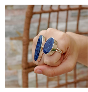 925 argent Sterling lunette sertissage bague unisexe ovale coupe bleu saphir Quartz pierre précieuse à la mode argent plaqué fête de mariage - Product Image 4