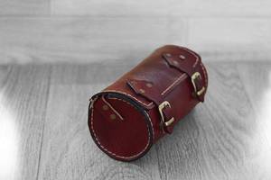 Voyage en cuir véritable léger fermeture éclair maquillage brosse étui cylindre sac de rangement LCYB-0006 - Product Image 3