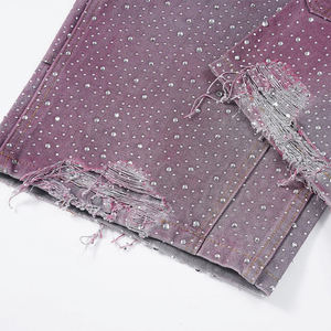 Short en jean 400 Gsm en coton personnalisé pour homme avec strass - Product Image 4