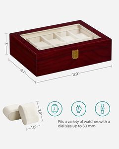 10 Slot <b>Watch</b> Case with Large Glass Removable <b>Watch</b> <b>Box</b> Organizer, Gift for Loved Ones - Product Image 6