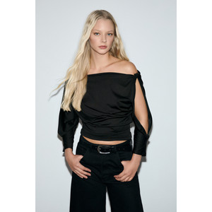 Chemisier femme GRIMELANGE MARKEY en tissu extensible avec détail fente sur la manche - Product Image 1
