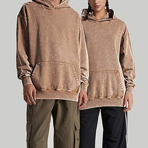 Sweat à capuche homme 2026 tendance délavé à l'acide, mélange coton/polyester de haute qualité, polaire uni respirant 340g, col à capuche, hiver - Product Image 5
