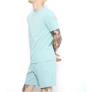 Recién llegado, conjunto informal de verano para hombre, ropa de calle, camiseta en blanco desgastada lavada, conjunto de pantalones cortos, conjunto corto de dos piezas - Product Image 3