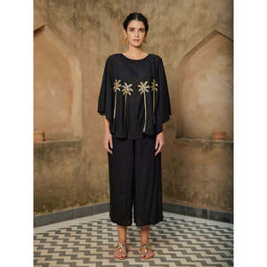 Pantalon palazzo évasé taille haute - Pantalon enveloppant en mélange de chiffon respirant - Product Image 6