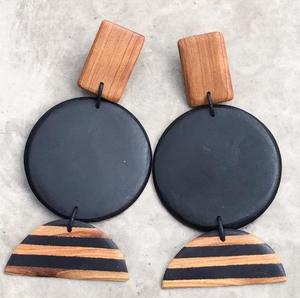 Boucles d'oreilles classiques pour femmes, boucles d'oreilles en bois et en résine, boucles d'oreilles pour filles, boucles d'oreilles pour mariage et événements, cadeaux pour femmes au meilleur prix - Product Image 2