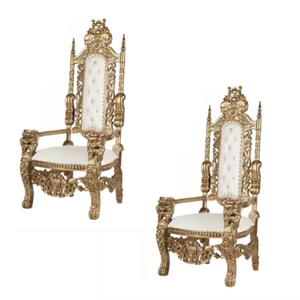 Chaises de salon classiques modernes à dossier haut, chaises de roi et de reine sculptées à la main en Indonésie - Product Image 6