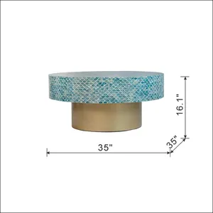 Table basse ronde marocaine de style nordique Tables rondes en incrustation d'os en bois MDF de qualité pour salon ou espace de loisirs - Product Image 3