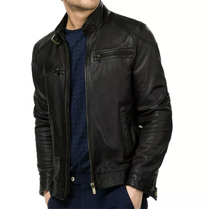 Custom Embroidery logo Leather Jacket Men's Jackets Heavy Weight Plus Size Men's <b>Genuine</b> Leather Jacket - Product Image 2