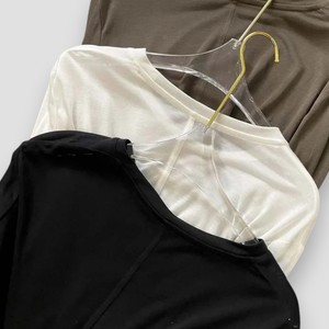 เสื้อยืดคอกลมแขนยาวสีทึบสำหรับผู้หญิงเสื้อยืดลำลองทรงหลวมผ้าถักสไตล์ฤดูร้อนตะเข็บตรงกลางด้านหลัง - Product Image 3