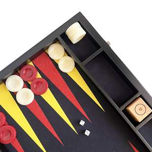 Juego de Backgammon de Lujo Hecho a Mano, Tamaño Torneo, con Base de Tela, Estuche de Cuero Amarillo-Rojo, 22x29 Pulgadas (57x75cm), Cubo de Doblamiento de Madera - Product Image 6