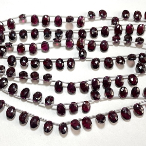 ลูกปัดพลอยโกเมนสีชมพูธรรมชาติรูปทรงมาร์คีส์แบบเจาะด้านข้าง4x7-4.5x8MM ขนาด6นิ้ว - Product Image 3